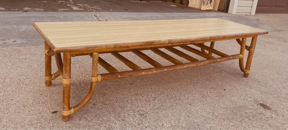 Vogue Rattan MidCentury Coffee Table Bamboo And Formica - photo 2