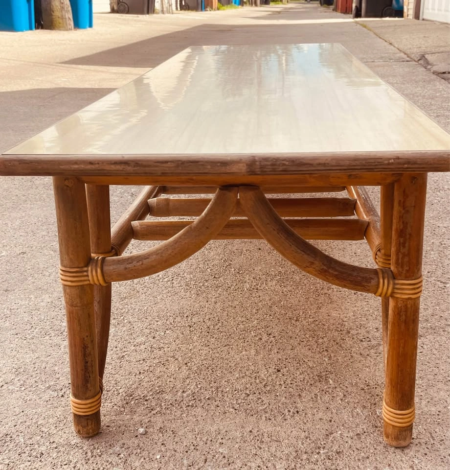 Vogue Rattan MidCentury Coffee Table Bamboo And Formica - photo 3