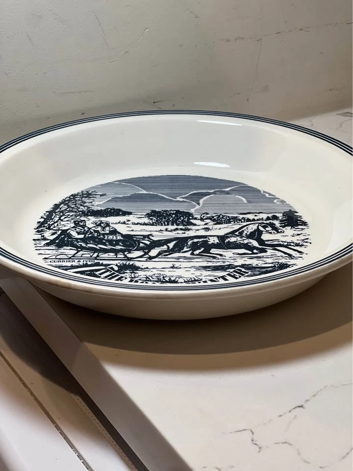Vintage Currier & Ives Royal China The Road Winter Pie Plates⚽️ - photo 3