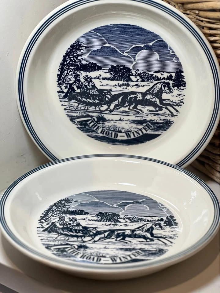 Vintage Currier & Ives Royal China The Road Winter Pie Plates⚽️ - photo 5