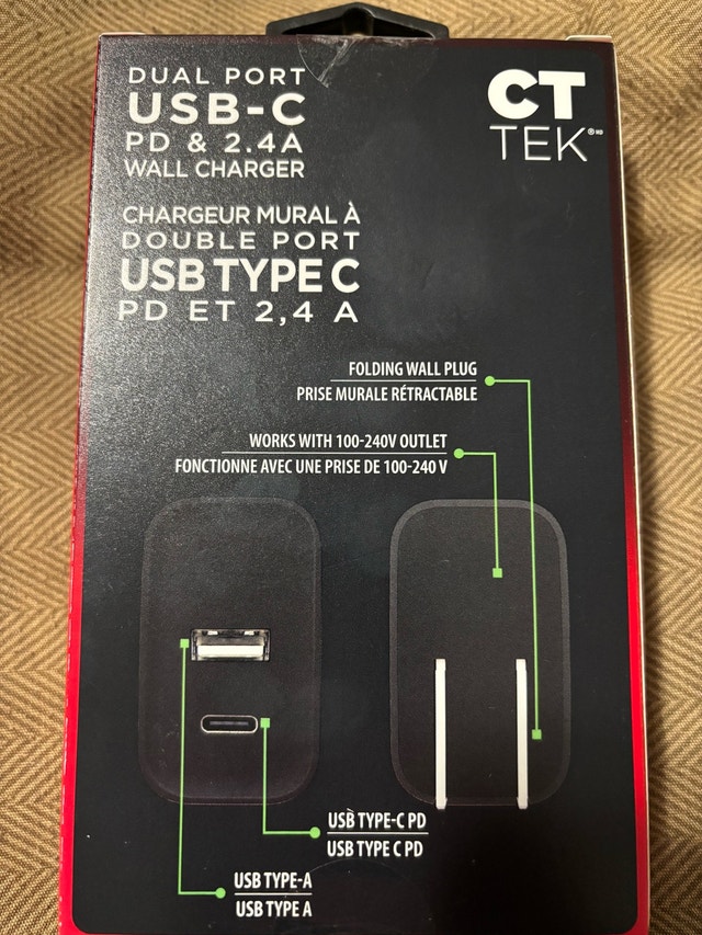CT Tek Dual Port USB-C PD & 2.4A Wall Charger - photo 3