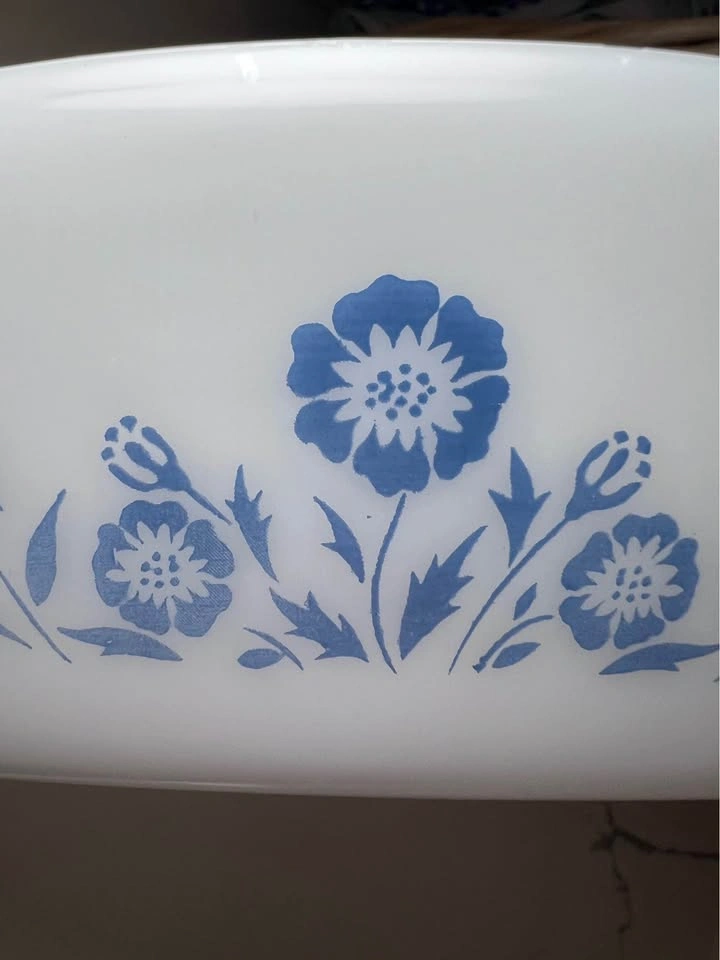 Vintage Glasbake Blue Floral Divided Casserole Dish - 1.5 QT⚽️ - photo 2