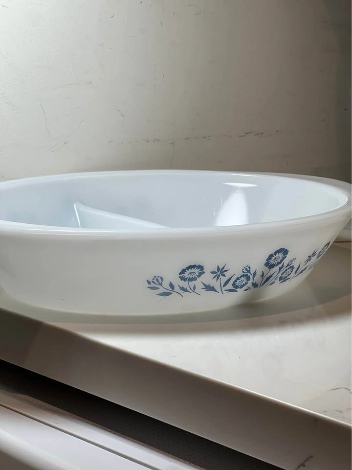 Vintage Glasbake Blue Floral Divided Casserole Dish - 1.5 QT⚽️ - photo 3