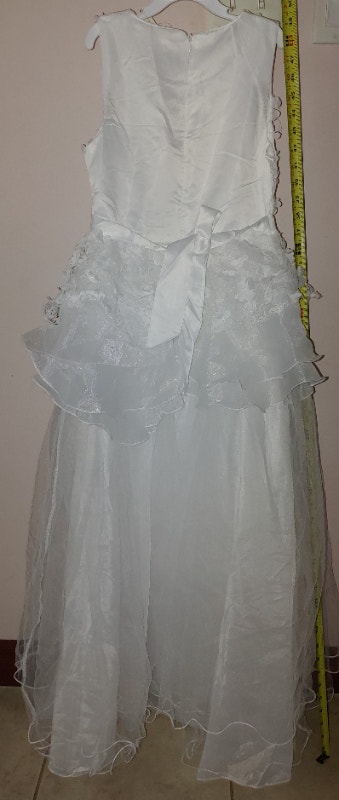 7-9 Girl's Fancy White Ruffle Lace Bow Tie Back Dress - photo 4