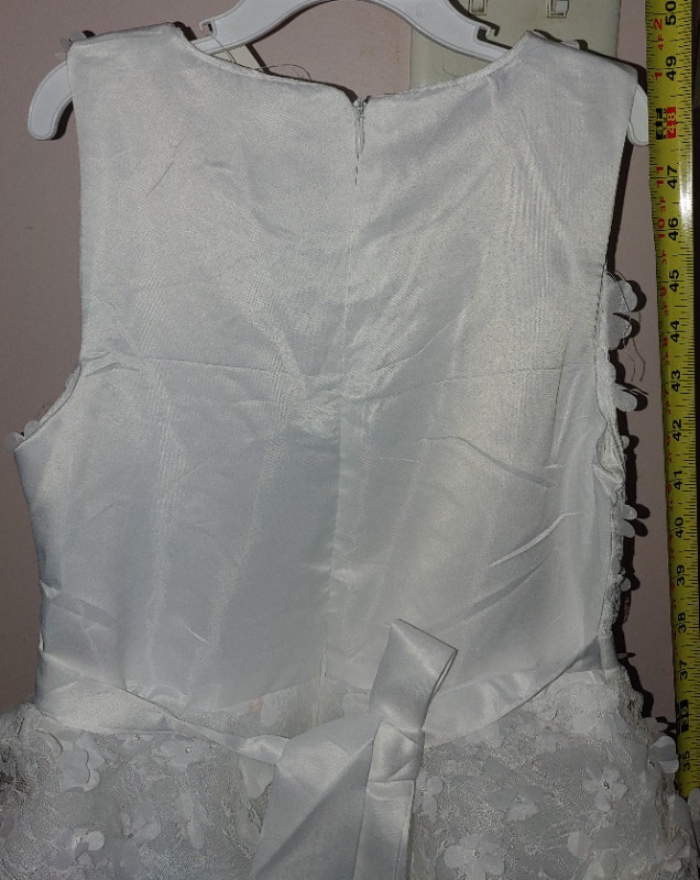 7-9 Girl's Fancy White Ruffle Lace Bow Tie Back Dress - photo 5