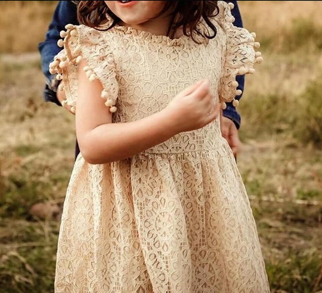 NEW 12-18mths & 5-6 Cream CSBKS Toddler Dress Pompoms Lace