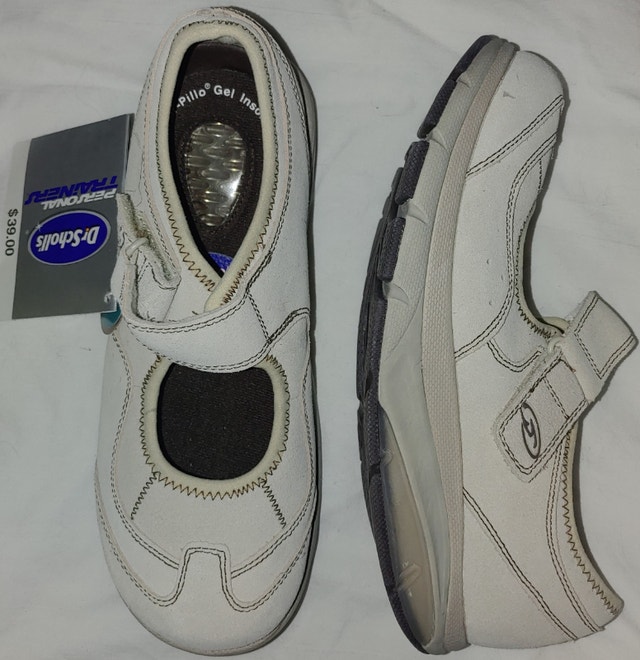 NEW 8 Dr Scholls Air-Pillo Gel White Velcro Sneakers