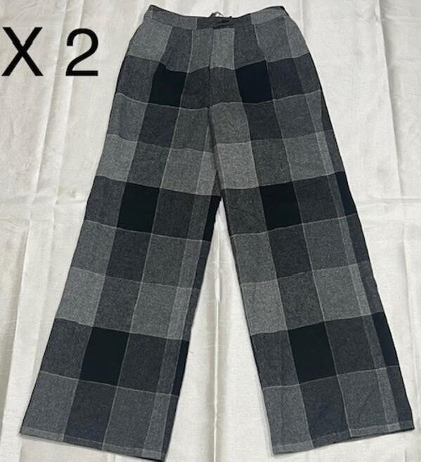 NEW Size 5 Women's Wool Grey & Black Check Wide Leg Pants