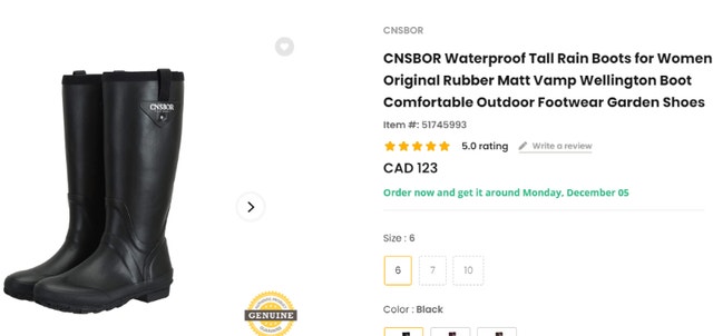 NEW 6 CNSBOR Tall Rain Boots for Women, Waterproof Original - photo 2
