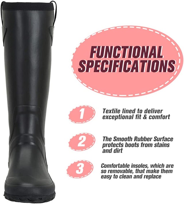 NEW 6 CNSBOR Tall Rain Boots for Women, Waterproof Original - photo 3