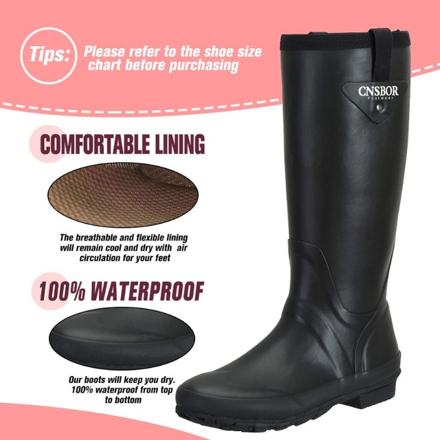 NEW 6 CNSBOR Tall Rain Boots for Women, Waterproof Original - photo 5