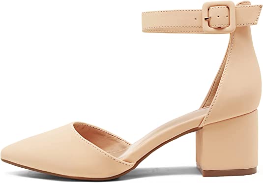 NEW 8.5 Nude DREAM PAIRS ANNEE Pointed Toe Low Heels
