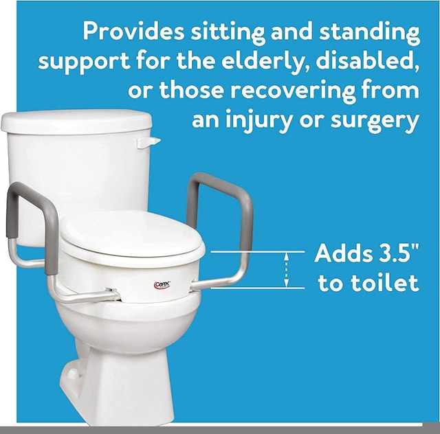 NEW Carex 3.5 Inch Raised Toilet Seat with Arms Standard Round - photo 3