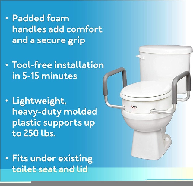 NEW Carex 3.5 Inch Raised Toilet Seat with Arms Standard Round - photo 4