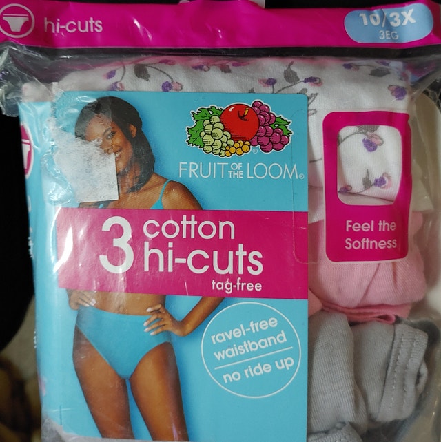 NEW 3 Pack 10/3X Fruit of the Loom Cotton Hi-Cuts Underwear