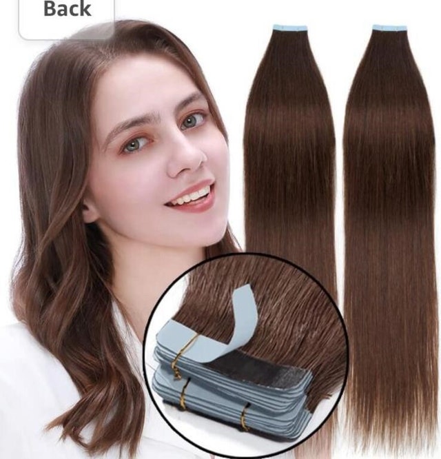 NEW MY-LADY Tape In Hair Extensions Human Hair 16 Inch #4 Brown