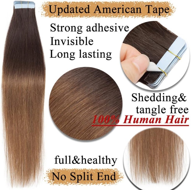 NEW MY-LADY Tape In Hair Extensions Human Hair 16 Inch #4 Brown - photo 3