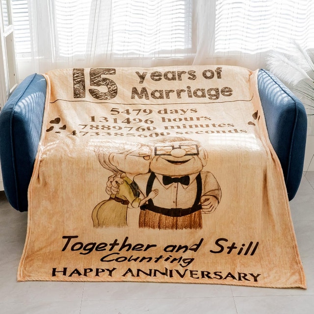 15 Years of Marriage Anniversary Romantic Fleece Throw Blanket - photo 2