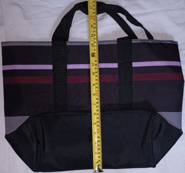 NEW Joe Fresh Waterproof Tote Bag, Black, Grey Purple Stripes - photo 2