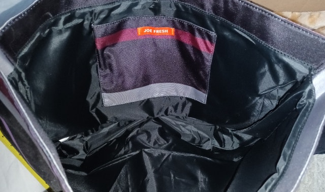 NEW Joe Fresh Waterproof Tote Bag, Black, Grey Purple Stripes - photo 3