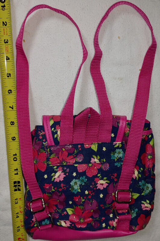 NEW Claire's Pink Floral Drawstring Purse / Backpack Bag - photo 2