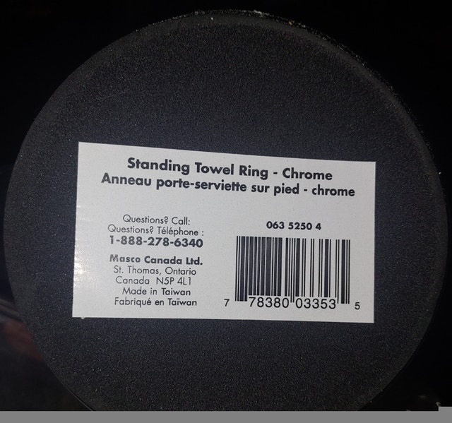 NEW Polished Chrome Freestanding Countertop Double Towel Ring - photo 2