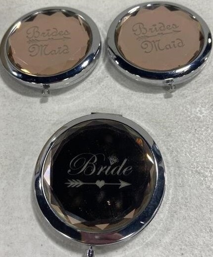 NEW Pack of 3 Champagne Compact Pocket Mirrors: 1 Bride 2 Maid - photo 2