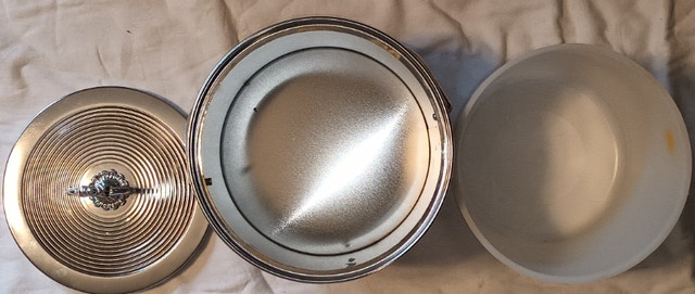 Vintage Black Velvet & Silver Ice Bucket with Crest - photo 4