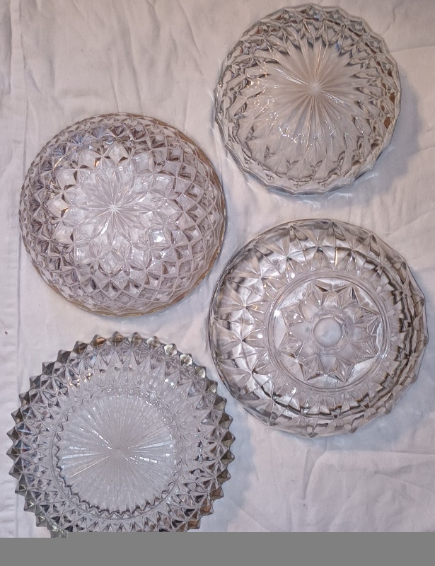 4 Vintage Heavy Clear Cut Lead Crystal Glass Candy Dishes - photo 3