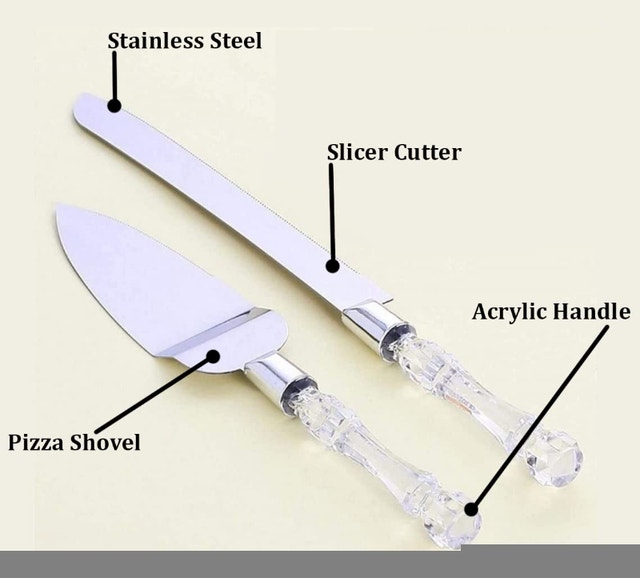 NEW Cake Knife and Server Set Acrylic Stainless Steel Faux Cryst - photo 2
