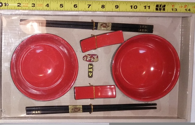 NEW Red & Black Oriental Dining Dish Set - photo 2