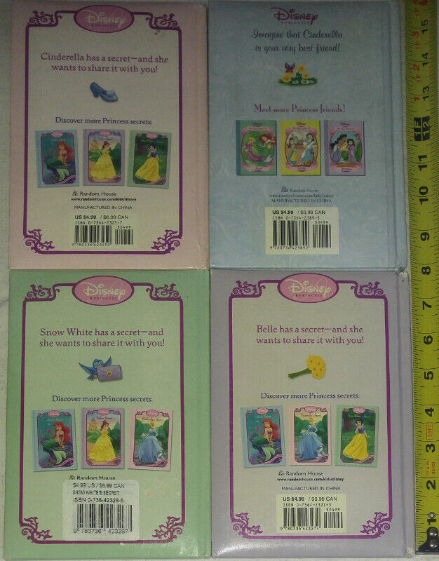 Qty 4 x Disney Princess Hard Cover Books Cinderella, Belle, Snow - photo 2