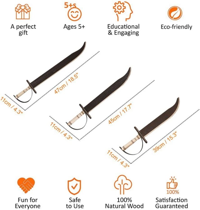 NEW CG GAMES Engaging Wooden Pirate swords for Kids 3 Pack Eco - photo 2