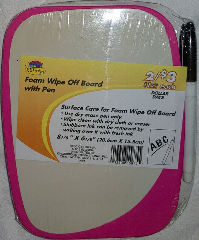 Qty 2 x NEW Purple & Pink Foam Wipe Off Board with Pen - photo 2