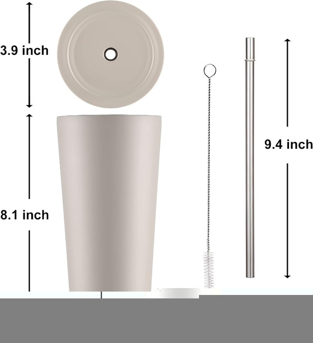 NEW Iced Coffee Tumbler Lid & Straw, 25 oz Insulated SS Cup - photo 3