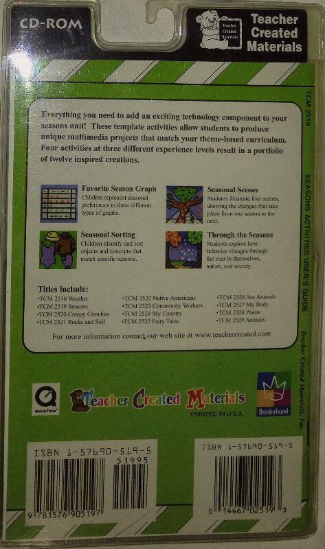 Seasons's Activities Kit & CD ROM Teachers Created Materials NEW - photo 2