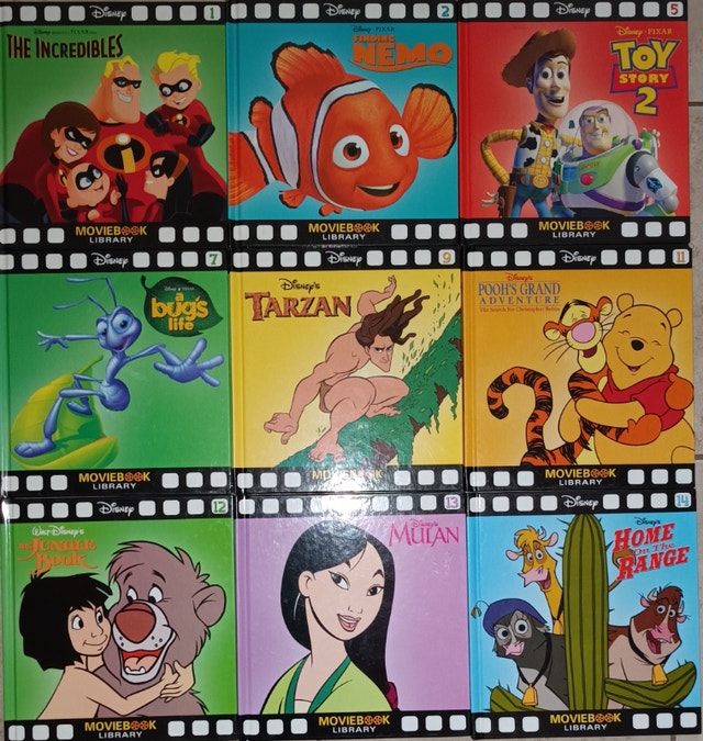 9 Disney Movie Story Library HARD Cover Books (Lot # 2)