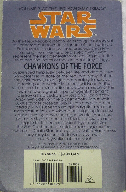 Star Wars Book Vol 3 Jedi Academy Trilogy Champions of the Force - photo 2