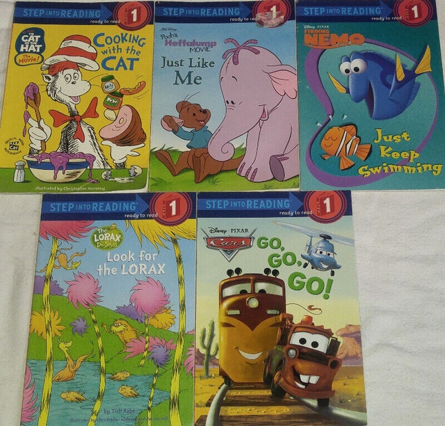 Qty 5 x Reading Books - Cat Hat, Winnie Pooh, Finding Nemo, Cars