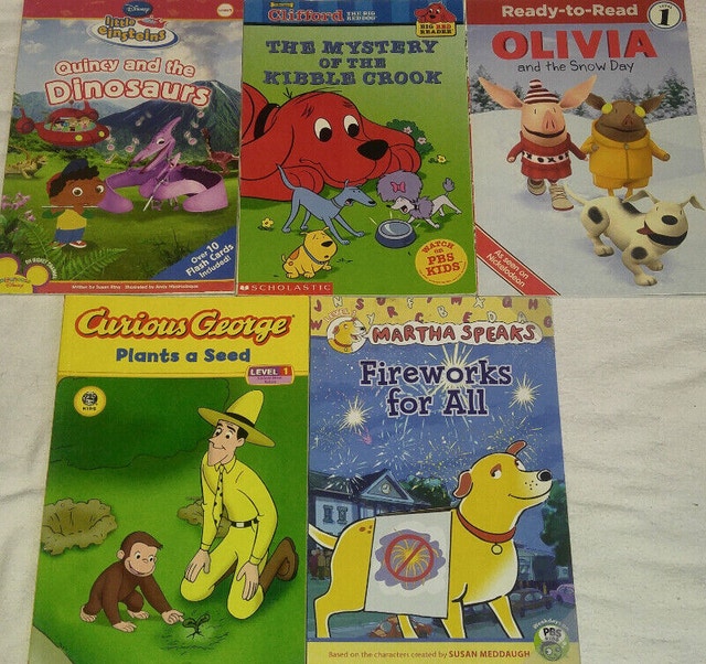 Qty 5 x Reading Books - Little Einsteins, Clifford, Olivia