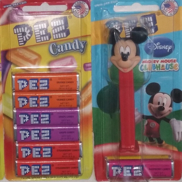 Qty 3 x Pez Dispensers & Candy - Mickey Mouse, Cinderella, Belle