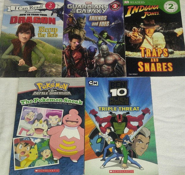 Qty 5 x Reading Books - Dragon, Guardians, Pokemon, Ben 10, Jone
