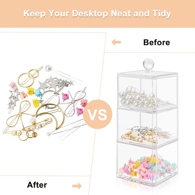 NEW Hair Accessories Organizer, SHAIDOJIO 3 Stackable Clear - photo 4