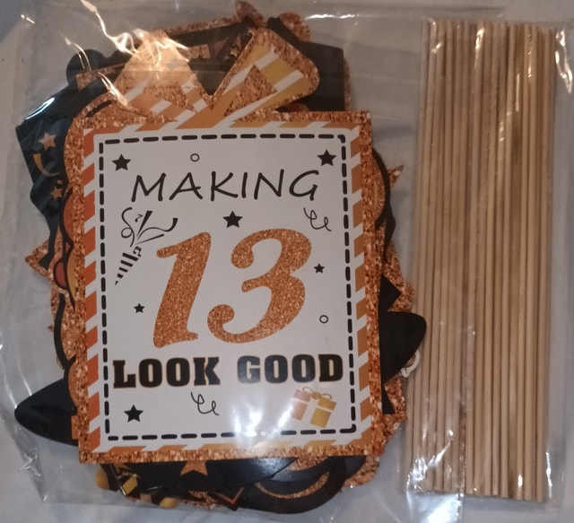 NEW 13th Birthday Party Photo Booth Props w sticks Pkg