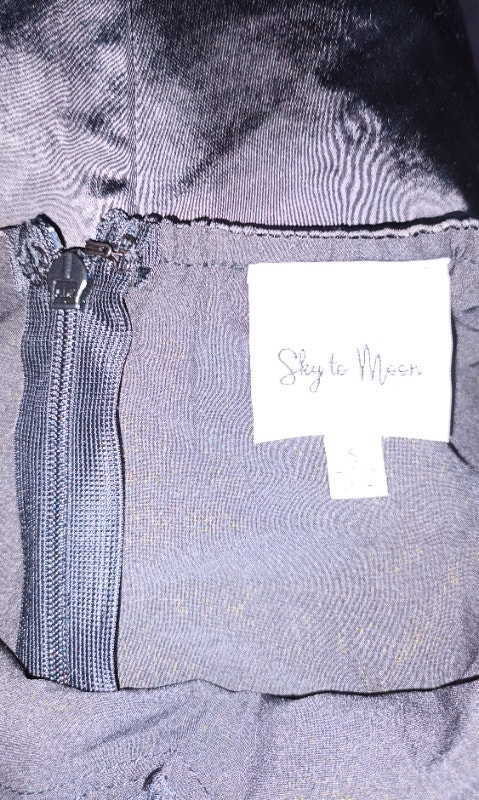NEW Sky to Moon Women's Small Black Satin, Open Back Strap Dress - photo 5