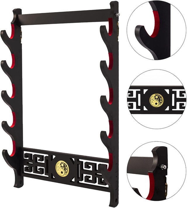 NEW Sword Holder Katana Wall Mount Display Stand, Velvet Padded - photo 3