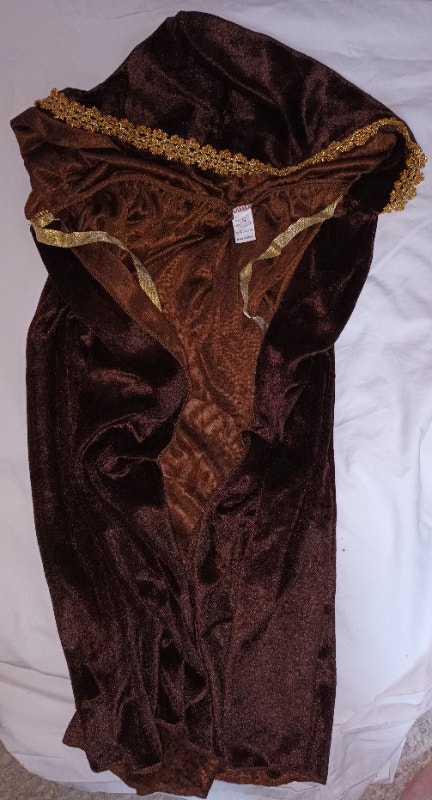 NEW Regenboog Kids BROWN Velvet Cape with Hood, Cloak Gold Trim - photo 4