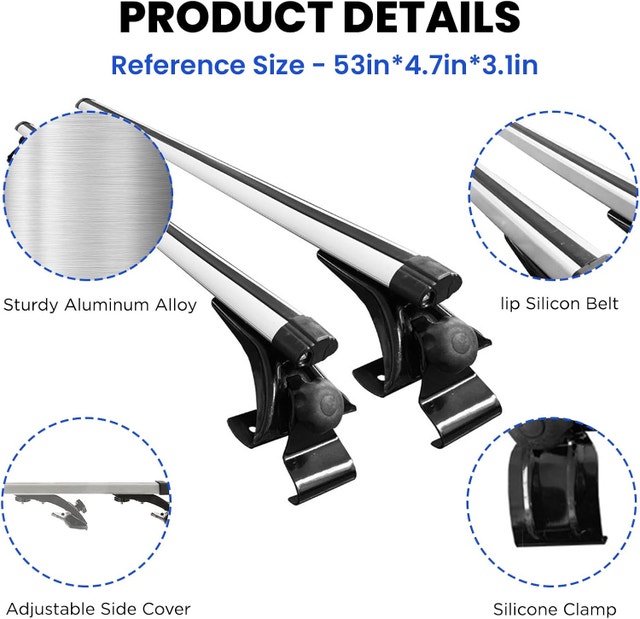 NEW Goyappin Universal Roof Rack Crossbars 53 Aluminum - photo 3