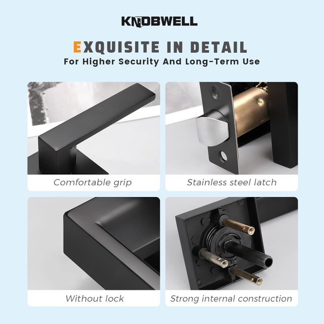 NEW KNOBWELL Premium Matte Black Door Lever Handle Set - Passage - photo 5