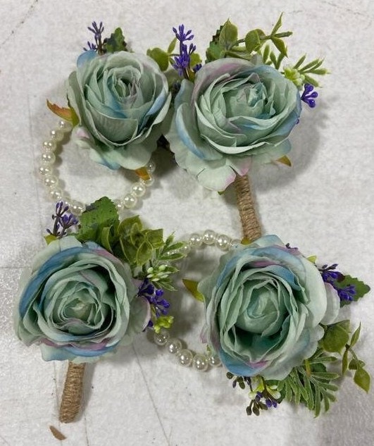 NEW PATIKIL Blue Rose Wrist Corsage and Boutonnieres 4Pc Set - photo 4